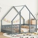 preview thumbnail 39 of 49, Full Floor House Bed with Fence,Guardrails