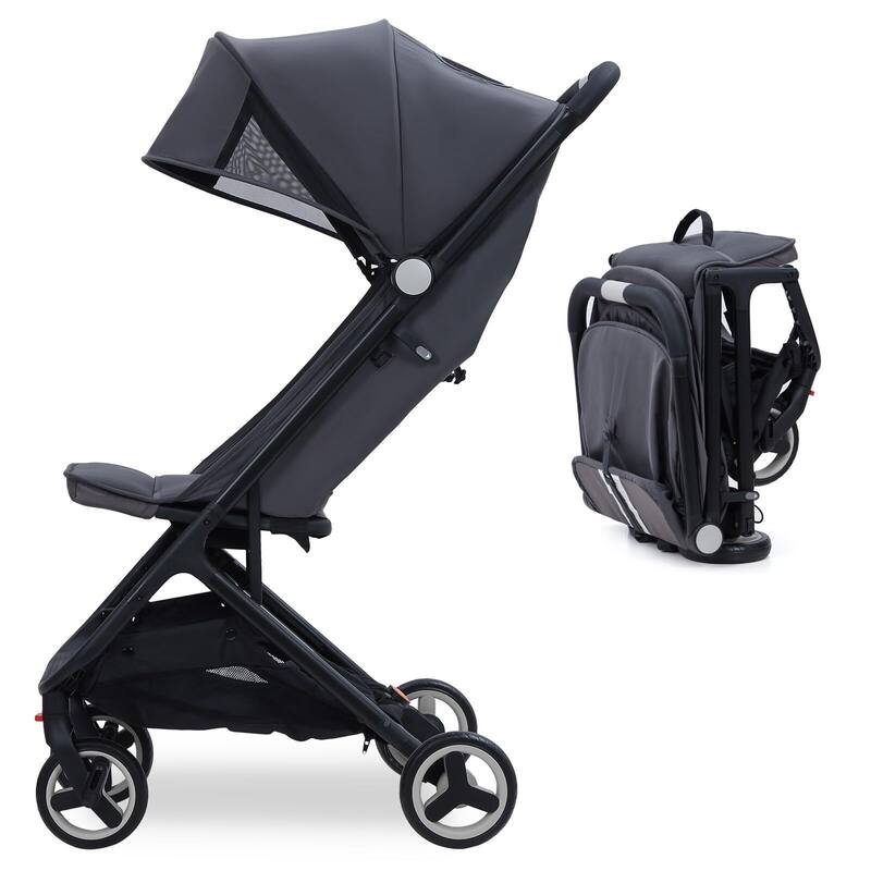 Compact One-Hand Fold Travel Stroller for Airplane Friendly - Black