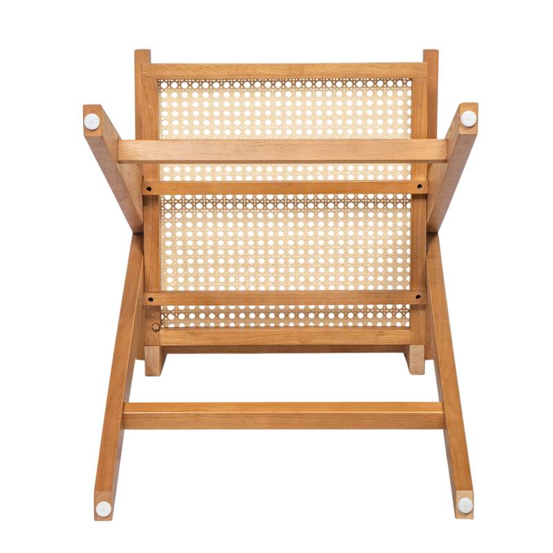 27",Set of 2 Modern Minimalist Bar Stool with Cane Seat, Solid Wood Frame