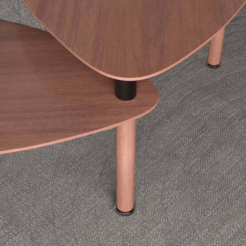 GDFStudio - Vesper 360 Degree Rotatable Nesting Coffee Table with Solid Rubberwood Legs