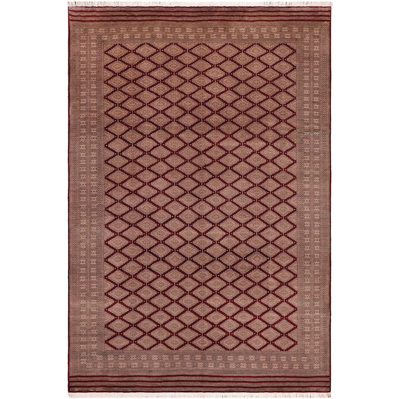 Tribal Bokhara Reyes Red/Taupe Hand Knotted Wool Rug - 10'0'' x 12'0''