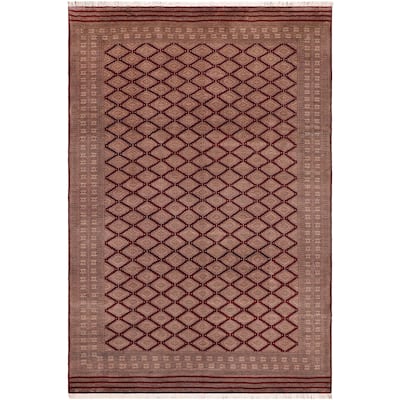 Tribal Bokhara Reyes Red/Taupe Hand Knotted Wool Rug - 10'0'' x 12'0''