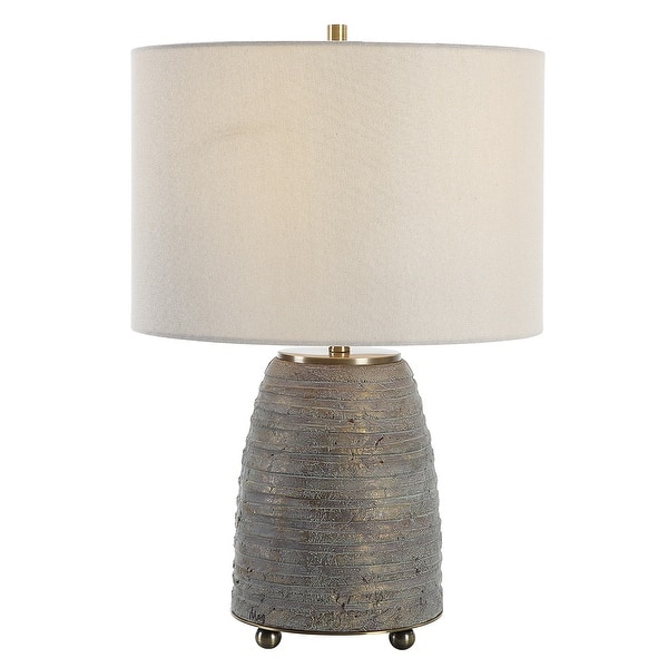 slide 2 of 7, Uttermost Gorda Bronze Ceramic Table Lamp - 23"H,   Shade 10"H x 15 Dia. (in)