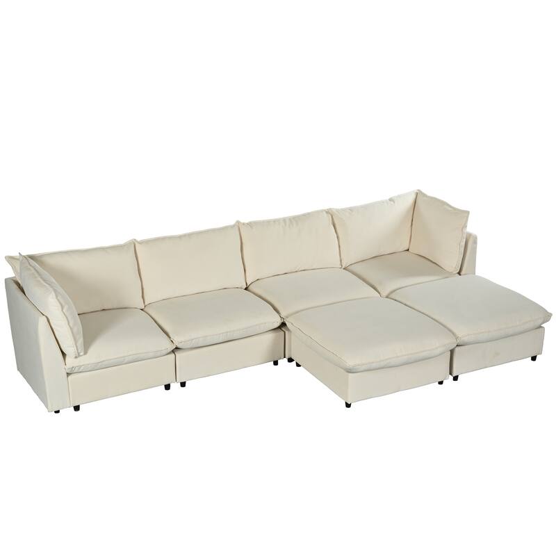 Modern Large U-Shape Sectional Sofa, 2 Large Chaise with Removable Ottomans