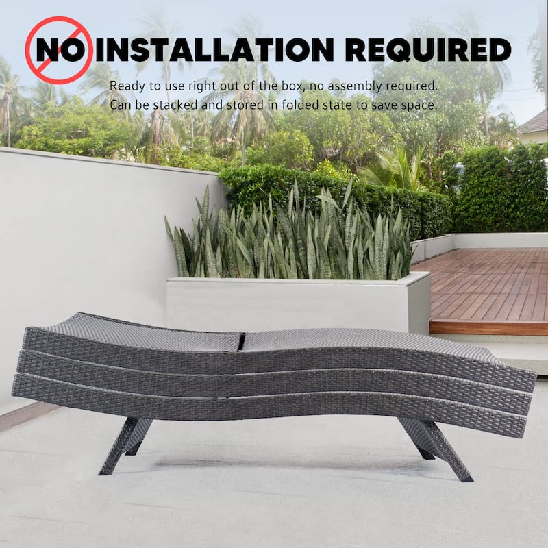 Outdoor Chaise Lounge Chair,PE Rattan Adjustable Backrest Chaise Lounge, Outdoor Pool Recliner Patio Chairs Lounge Chair