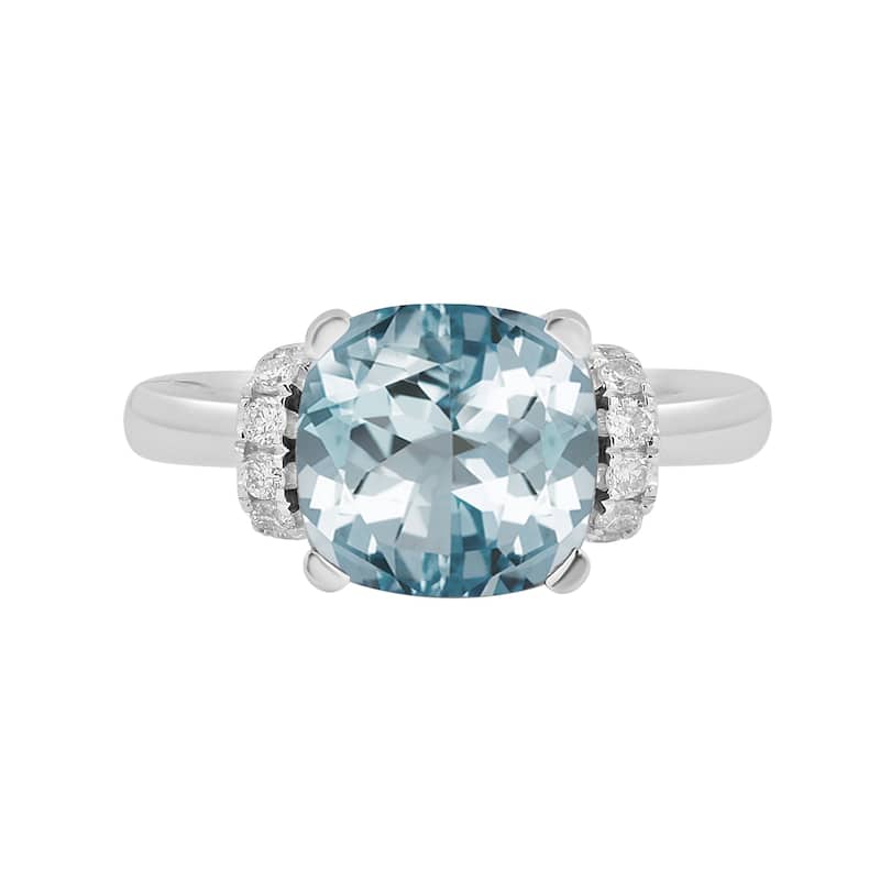 Auriya Unique 2ct Cushion-cut Aquamarine and Diamond Engagement Ring 1/5cttw 14k Gold