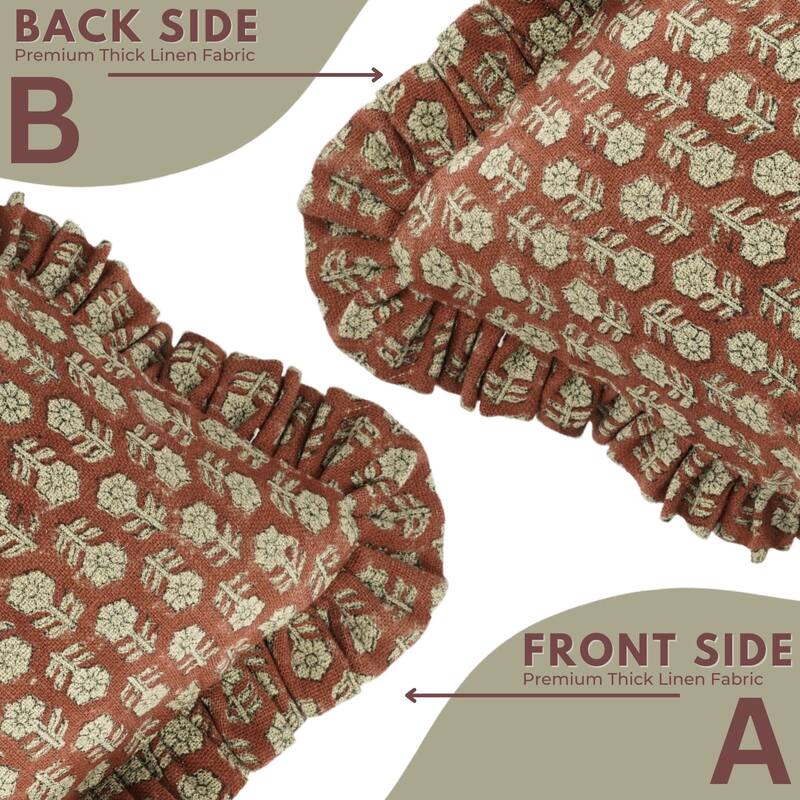 Handmade Rust BLOCK PRINT FRILL PILLOW COVER-TULSIBUTTI
