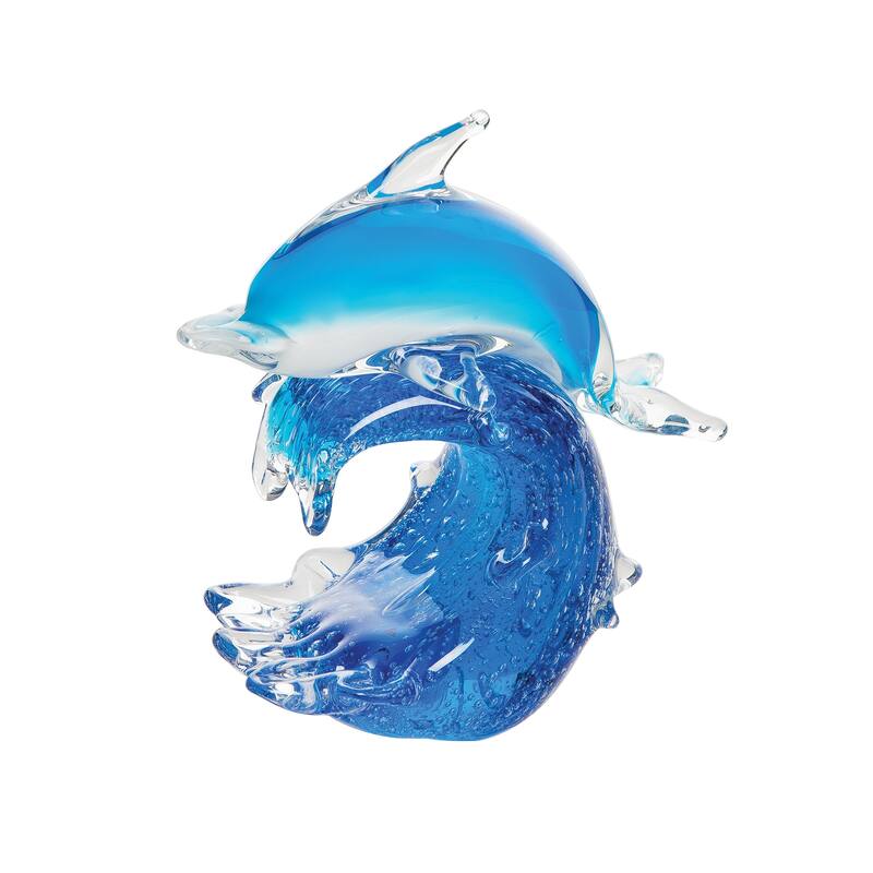 Blue Dolphin Curl Wave Figurine Decor