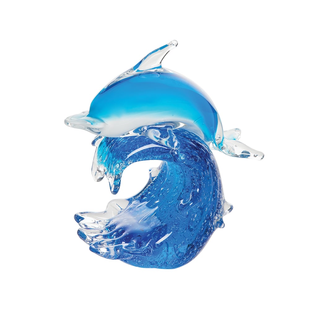 Blue Dolphin Curl Wave Figurine Decor