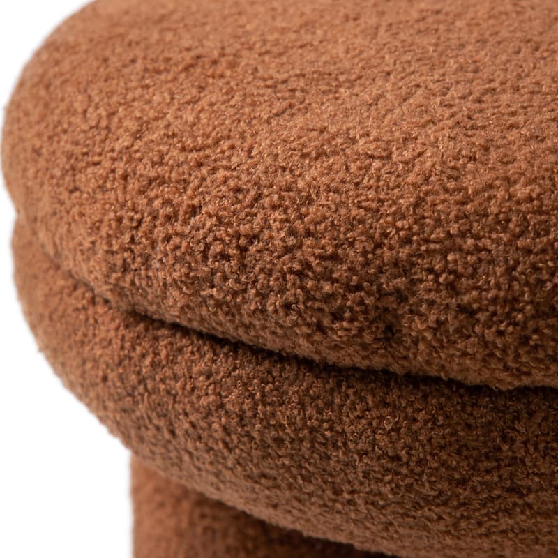 24/7 Shop At Home Modern Boucle Upholstered Ottoman with Tri-Pillar Pedestal