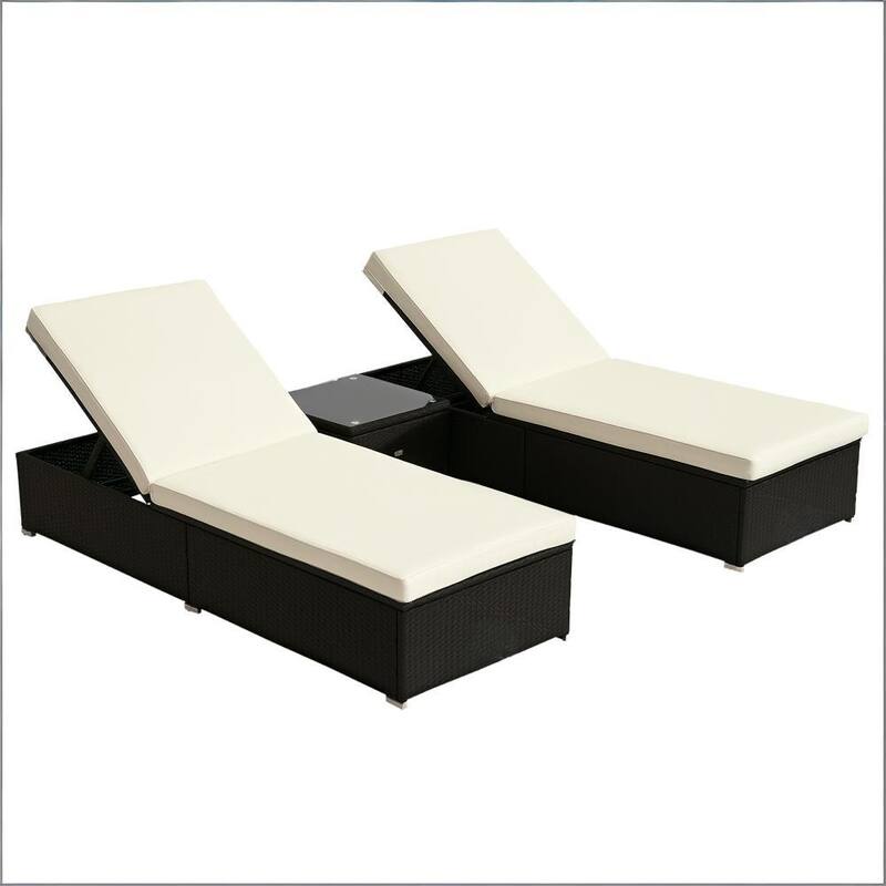 GDFStudio - Outdoor 3-Piece Pool Furniture Set with Reclining Loungers and Table