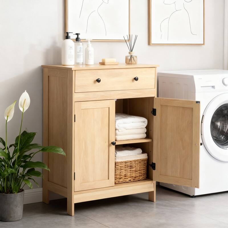 Bathroom Storage Cabinet with 2 Doors and 1 Drawer
