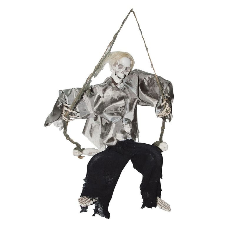 36" Gray and Black Kicking Reaper on Swing Halloween Prop