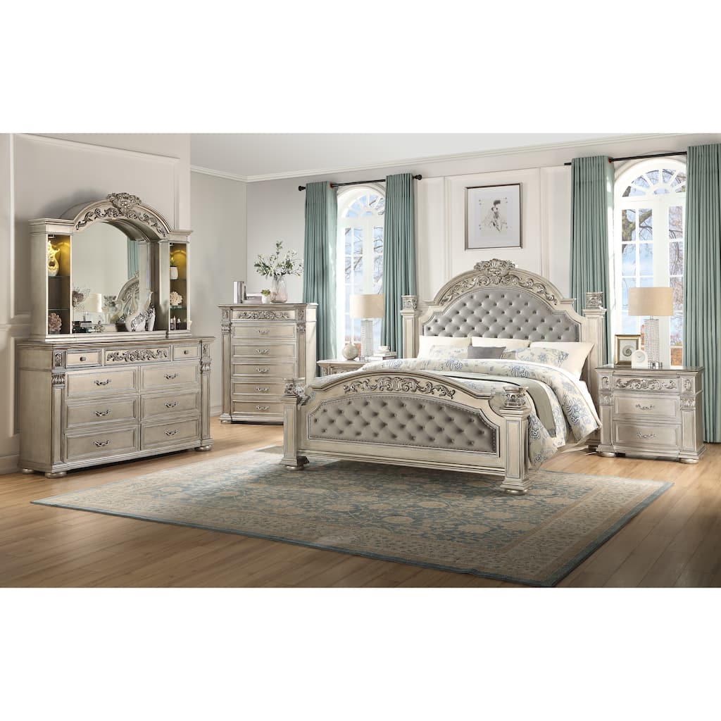 Platinum Silver Bedroom Set