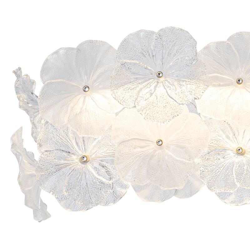 Linear LED Chandelier with Clear & Frosted Glass Petals Dimmable