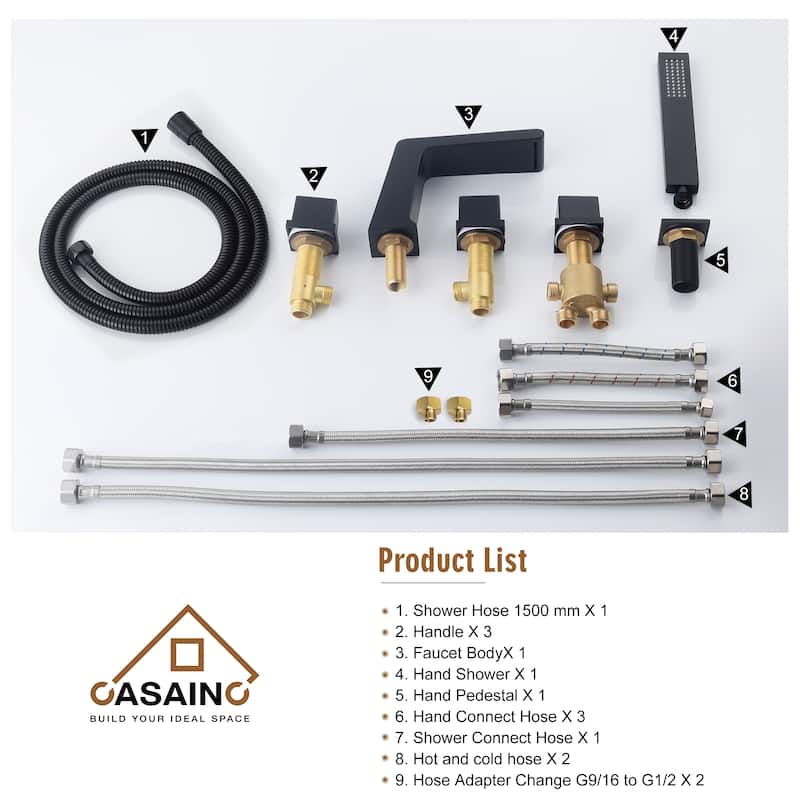 Hot Sale 5 hole Bathtub Faucet With Handheld Shower Head