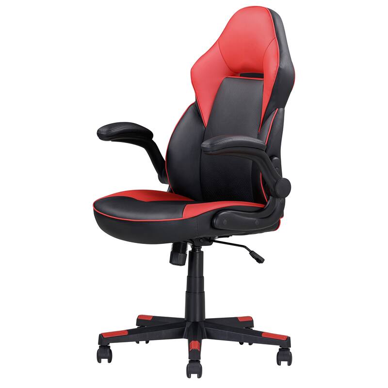 Faux Leather Gaming Chair with Adjustable Height, 360° Swivel and Tilt Function