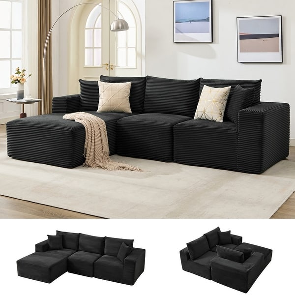 slide 2 of 56, 109'' Corduroy Modular Sectional Sofa with Chaise