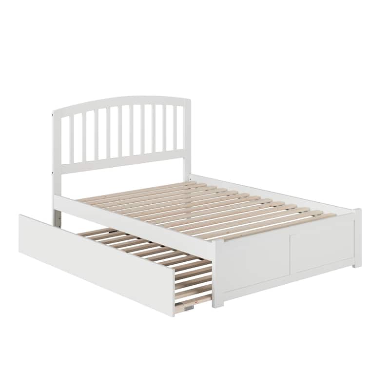 Full Platform Bed with Trundle - Twin Size, Modern Design, Sturdy Frame, Easy Assembly, Space Saving