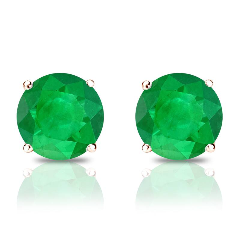 Auriya 14k Gold 1/2ctw Round Emerald Gemstone Stud Earrings