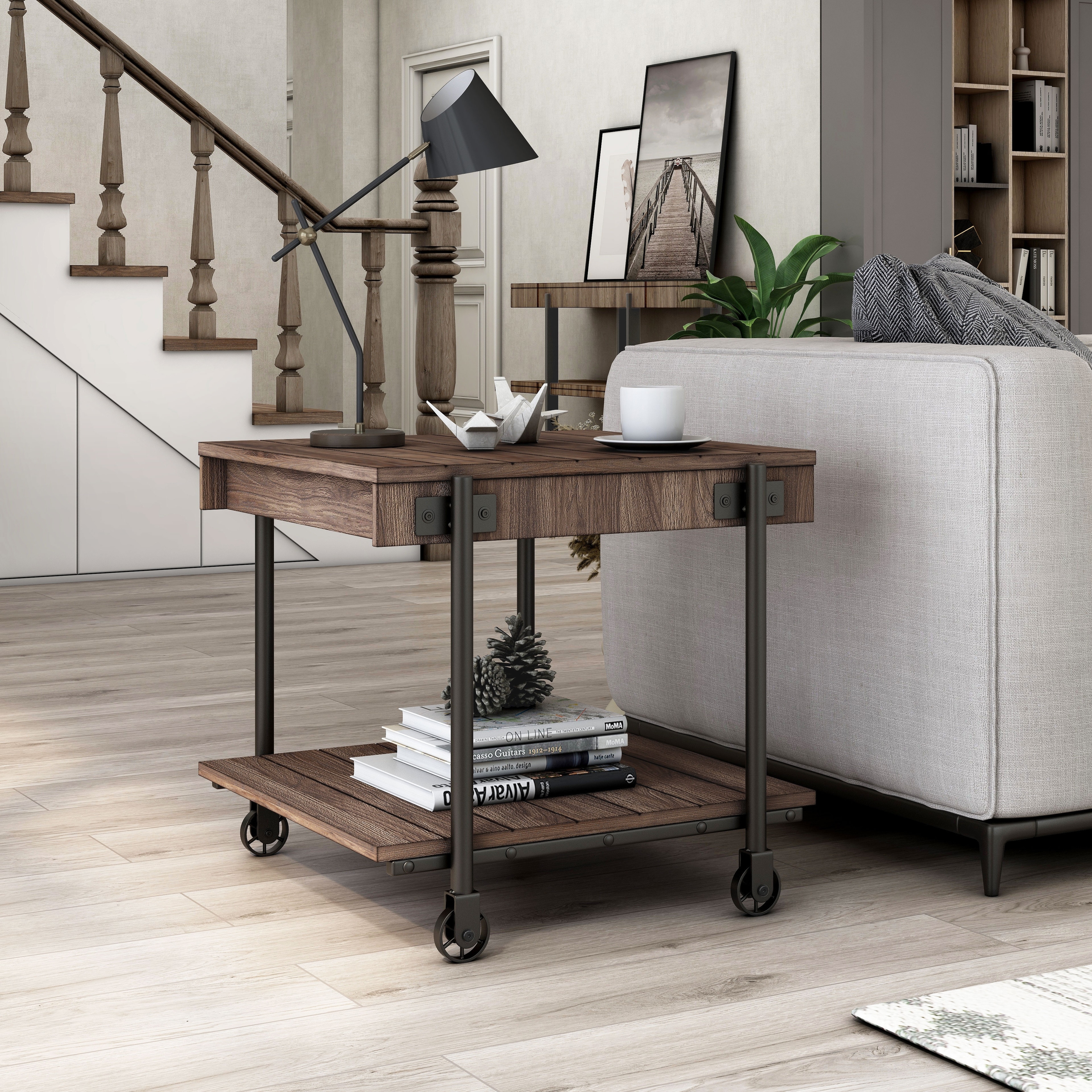 Furniture of America Hyssop Farmhouse 24-inch Steel 1-Shelf End Table