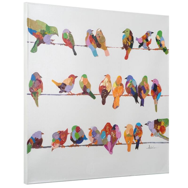 Yosemite Home Decor 'Birds on a Wire II' Original Hand-painted Wall Art - multi