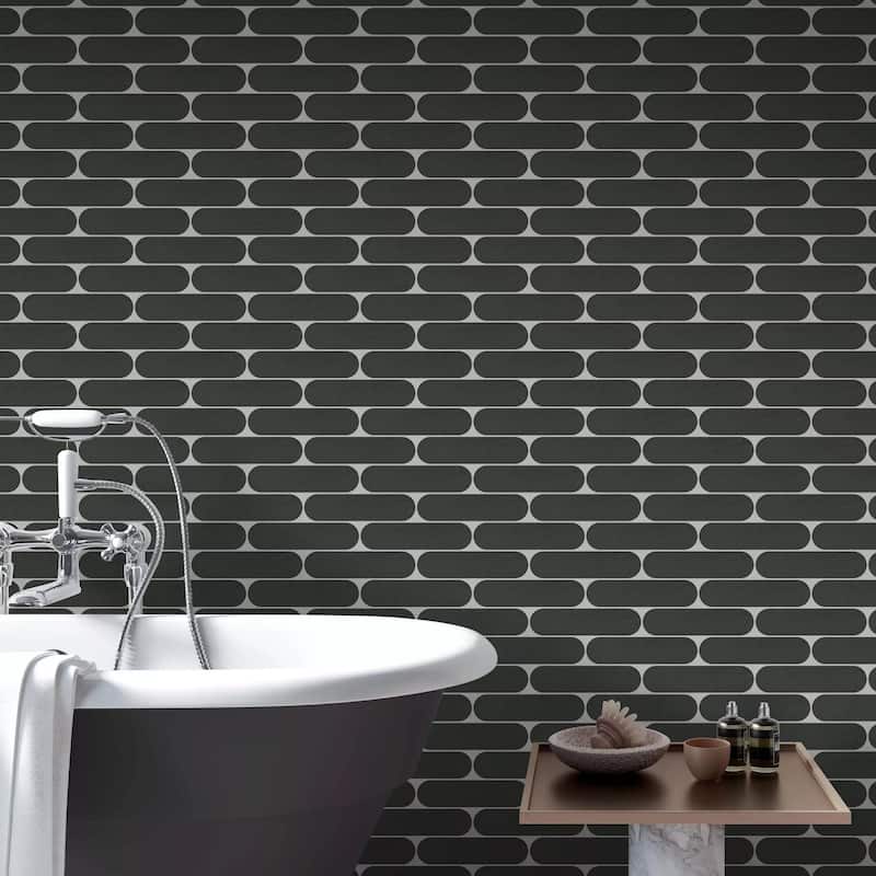 Elongated Oval Pill Basalt Marble Mosaic Wall And Floor Tile - Case (10 Sheets)