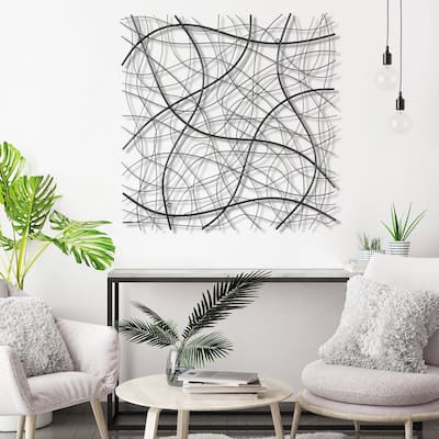 32-Inch Square Black Abstract Metal Wall Decor