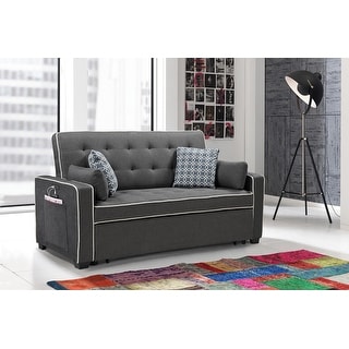 Fabric Sleeper Sofa with 2 USB Charging Ports and 4 Accent Pillows ...