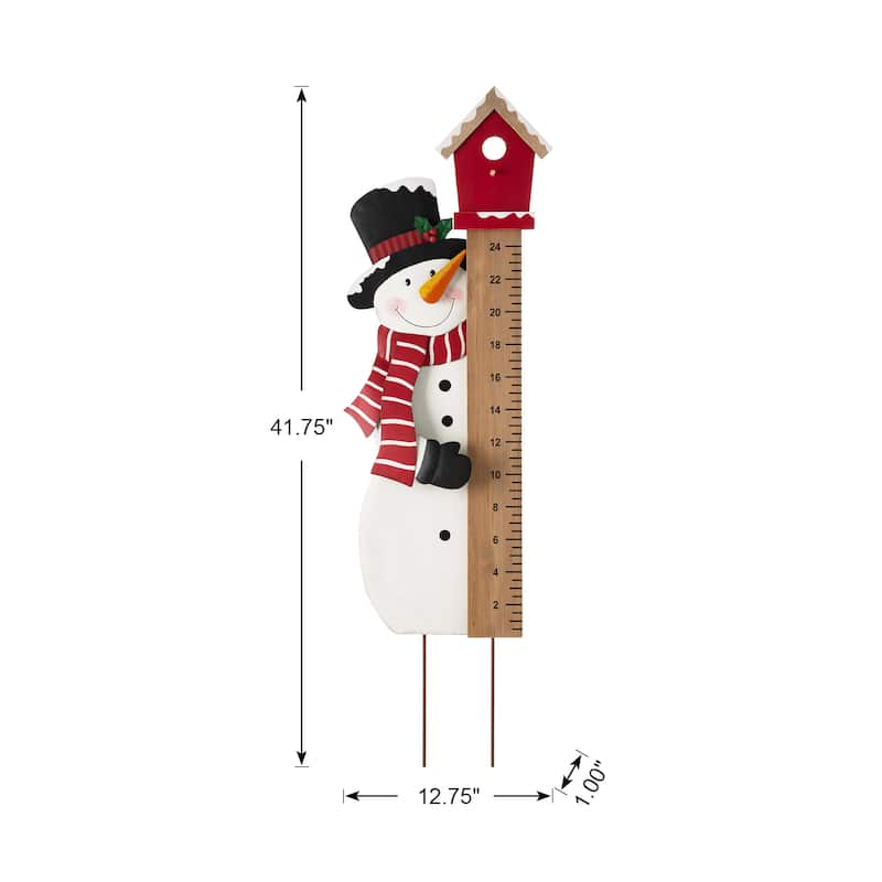 Glitzhome Christmas LED Lighted Wooden Snowman Gauge Yard Stake Wall Decor