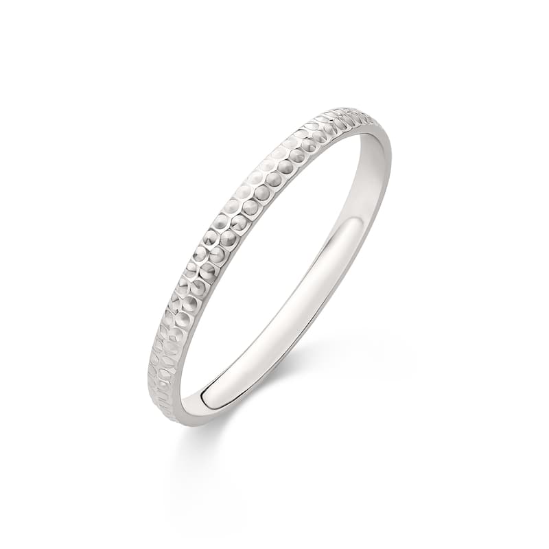 Clover 14K Gold Diamond-Cut Wedding Band & Stacking Ring 2mm - White - 7