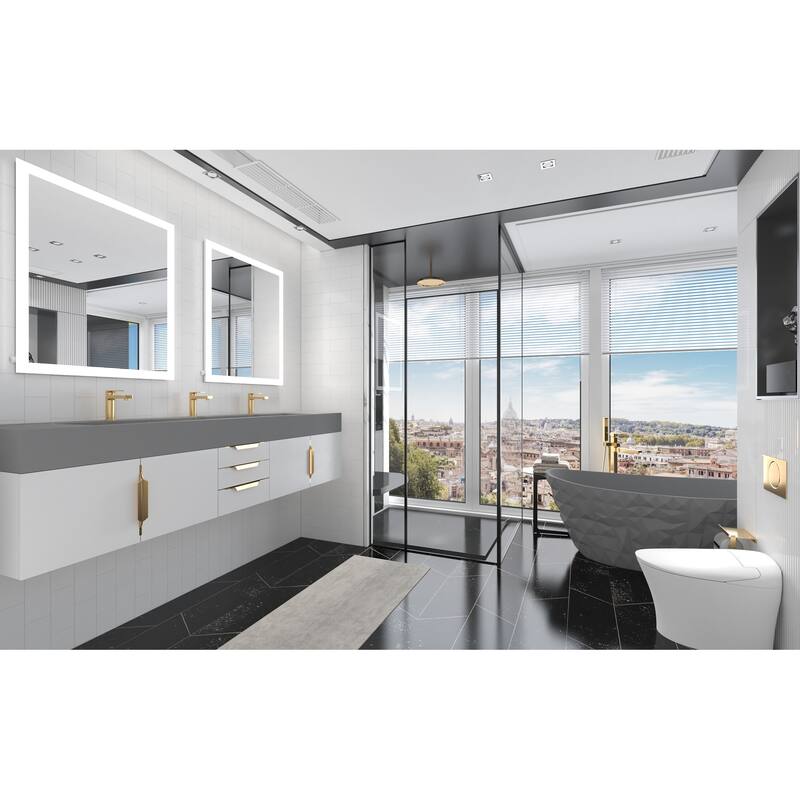 Nile 84" Wall Mounted Bathroom Vanity Set gr/ Gray Top