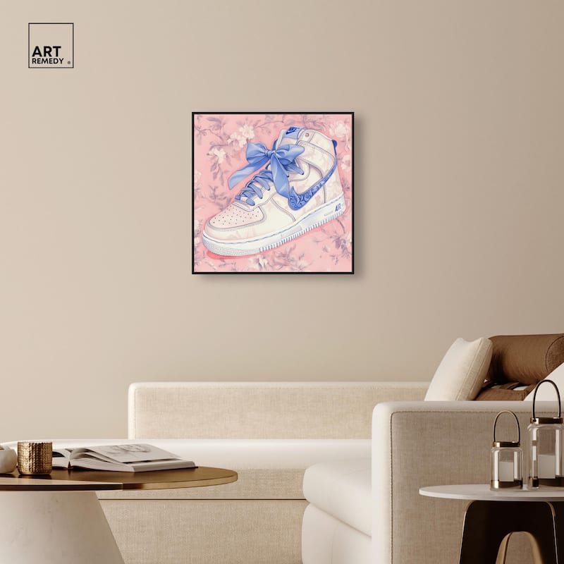 Blue Bow Sneaker Canvas by Art Remedy