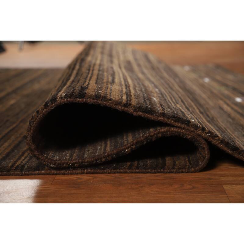 Hand Knotted Oriental 100% Wool Carpet Tribal Tribal Brown Gabbeh Area Rug - 7' 6'' X 5' 5''
