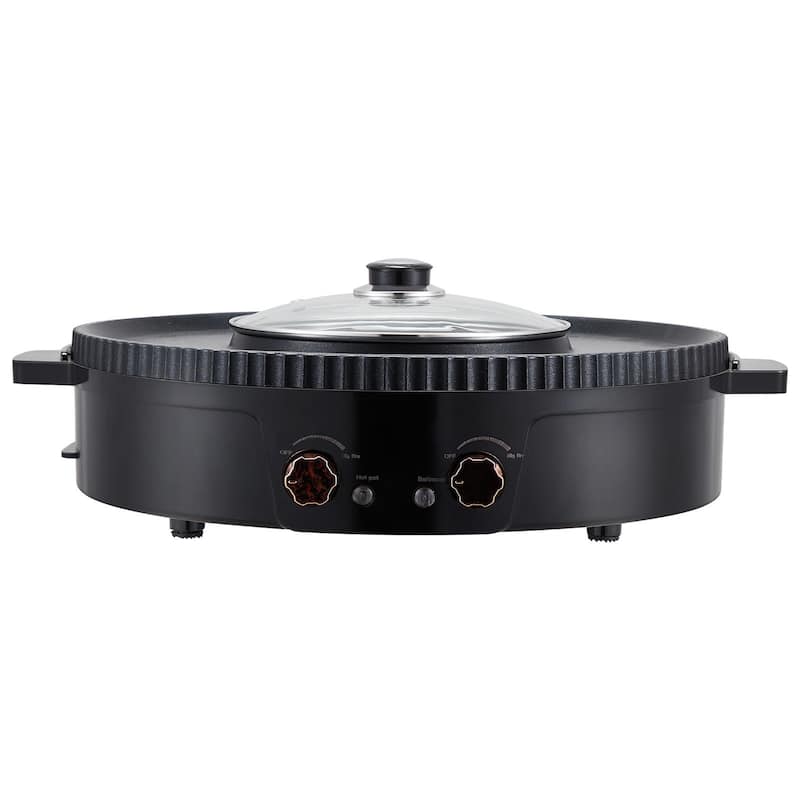 2.5L Electric Hot Pot Grill Combo with Non-Stick Surface and Dual Temp Control Ideal for Hot Pot and BBQ - 16.34” x 6.3”