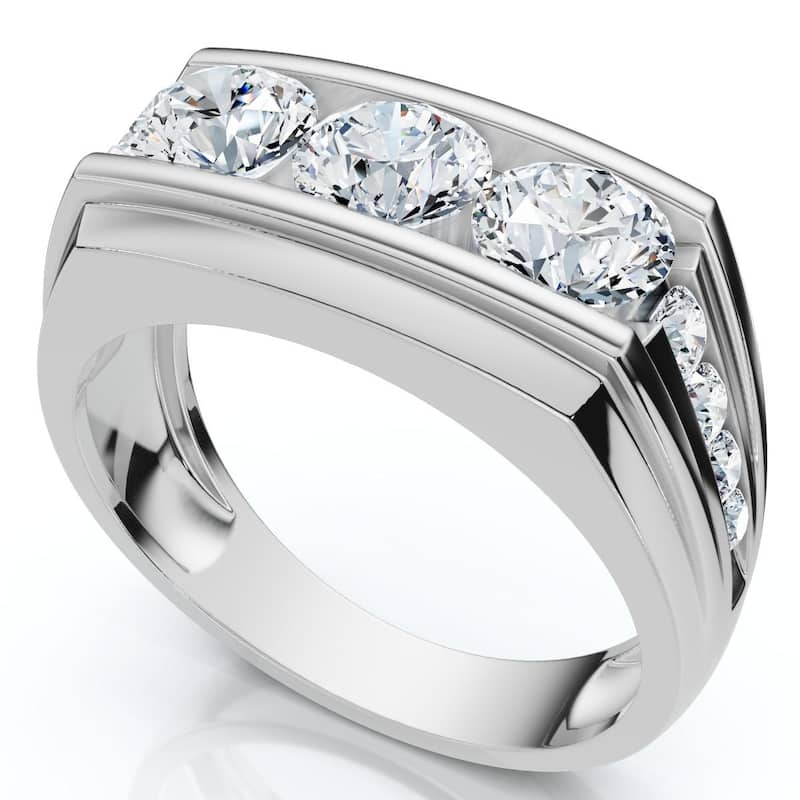 Men's 2Ct Diamond Accented Wedding Anniversary Ring Gold Lab Grown FG/VS