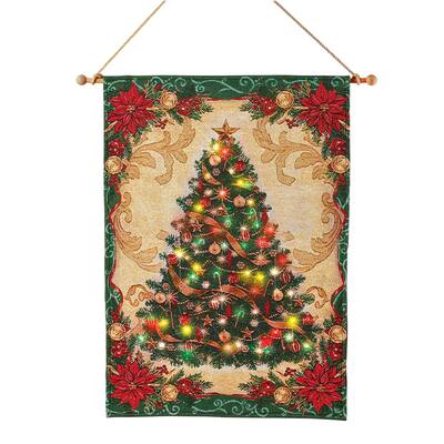 Hanging Christmas Tree Tapestry Lighted Wall Art - 22.300 x 4.800 x 4.500
