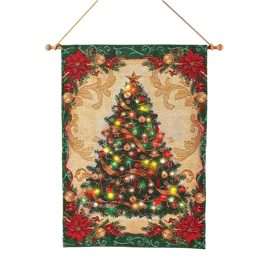 Hanging Christmas Tree Tapestry Lighted Wall Art - 22.300 x 4.800 x 4.500