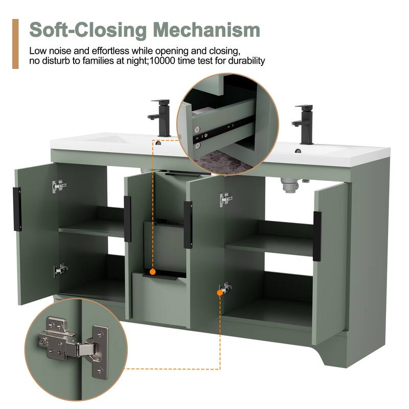 Vertical Stripes Bathroom Vanity Set with Sink Top & Faucet