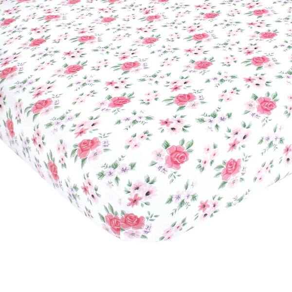 slide 1 of 1, Hudson Baby Infant Girl Cotton Fitted Crib Sheet, Vintage Floral, One Size - Vintage Floral - One Size One Size - Vintage Floral