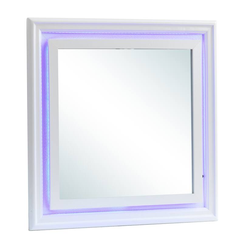 GDF Studio - Lorana Contemporary Mirror with LED Accent and Croc Texture