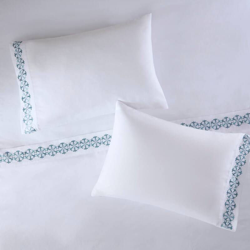 Madison Park Embroidered Microfiber 4 PC Sheet Set
