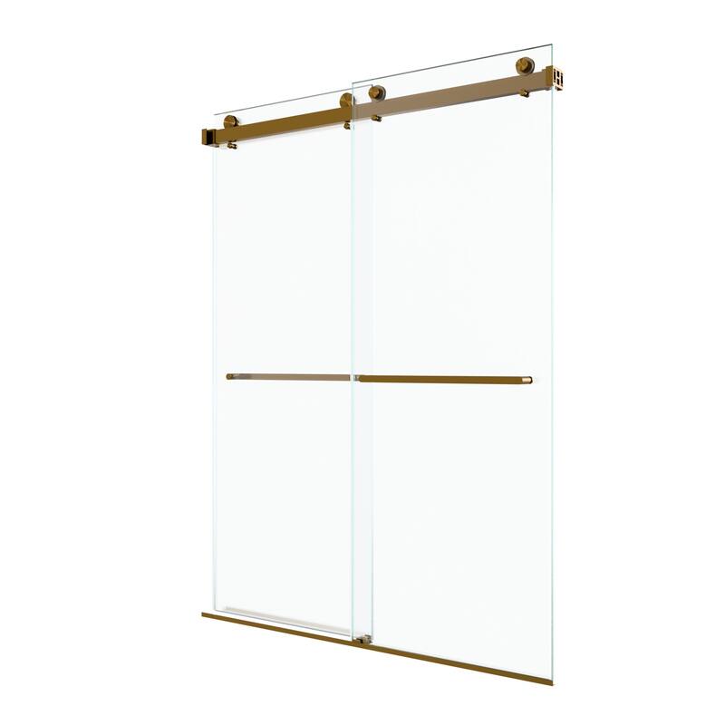 GDFStudio - Modern Minimalist Frameless Double Sliding Shower Door with 3/8" SGCC Tempered Glass & Stainless Steel Hardware