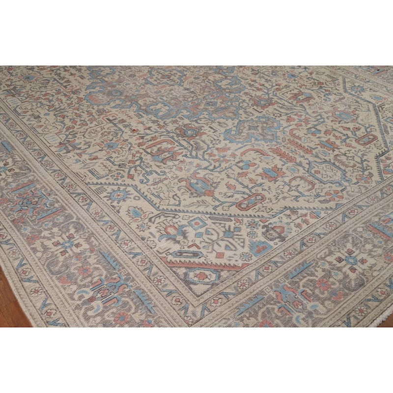 Geometric Tabriz Persian Area Rug Handmade Dining Room Wool Carpet - 9'3"x 12'8"