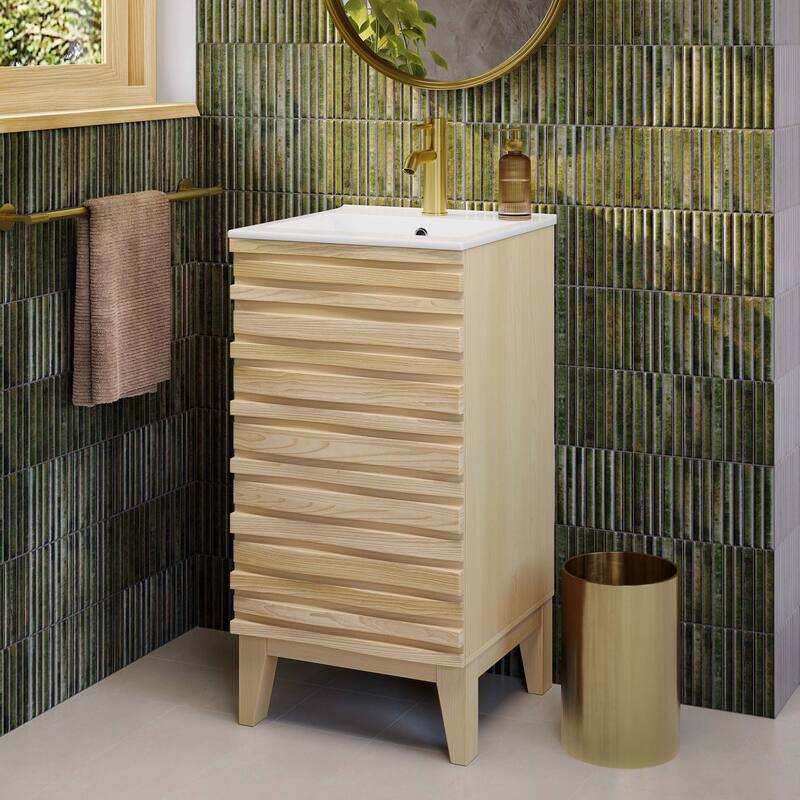 Cascade 18" Bathroom Vanity In Natural Oak
