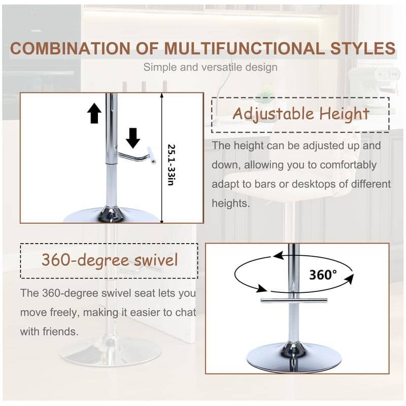 Upholstered Swivel Kitchen Counter Barstools Set of 6