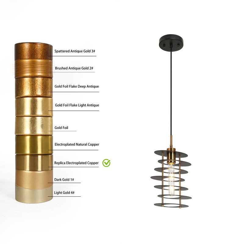 Modern 1-Light Pendant Lights Black Gold Foyer Kitchen Island Lights - Black&Brass - D9"xH14.1"