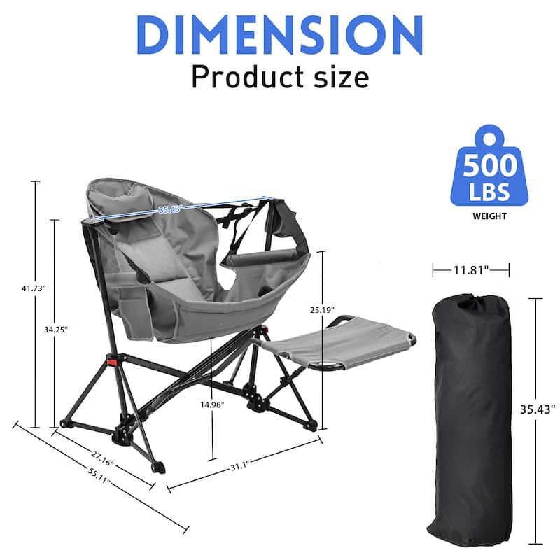 Hammock Camping Chair with Footrest, Outside Foldable Portable Rocking Chairs