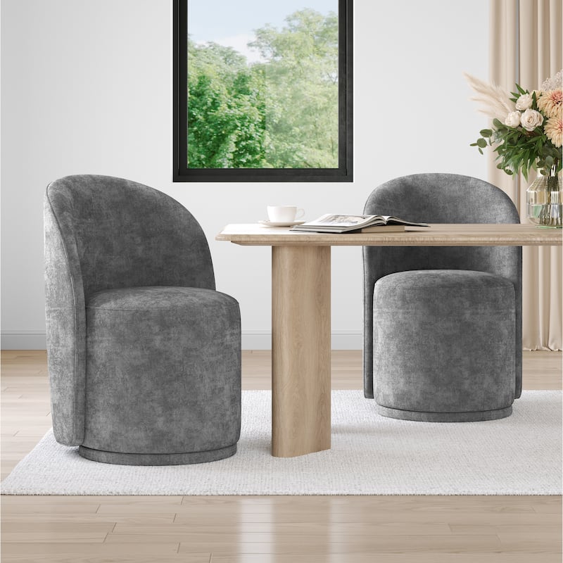 23.5" Wide Swivel Side Chair for Dining Room, Living Room. - Set of 2 - Dark Grey-Linen