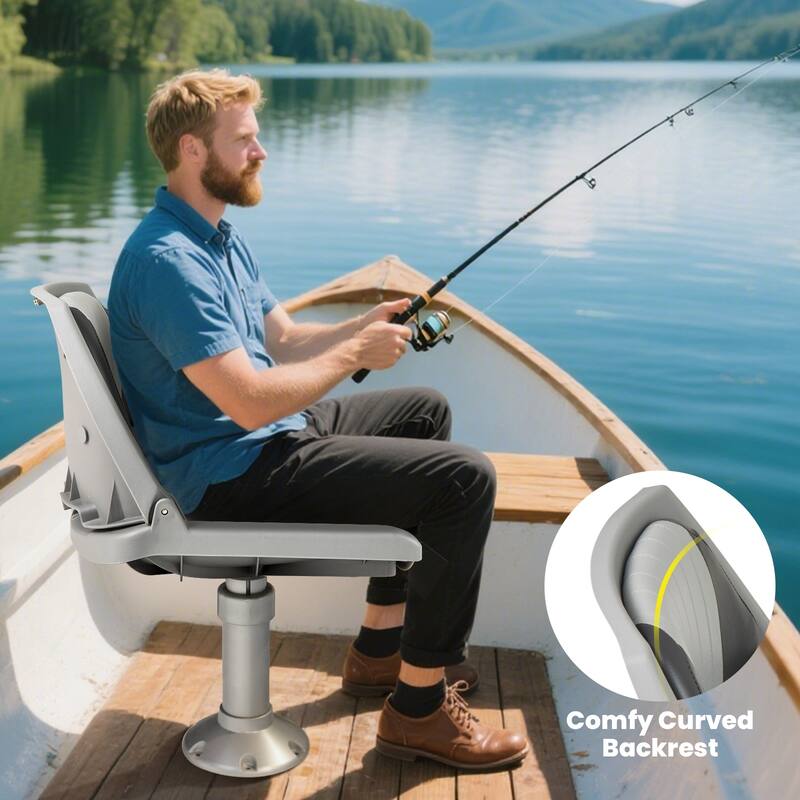 Gymax Folding Fishing Boat Seat w/High-density Sponge Cushion PVC